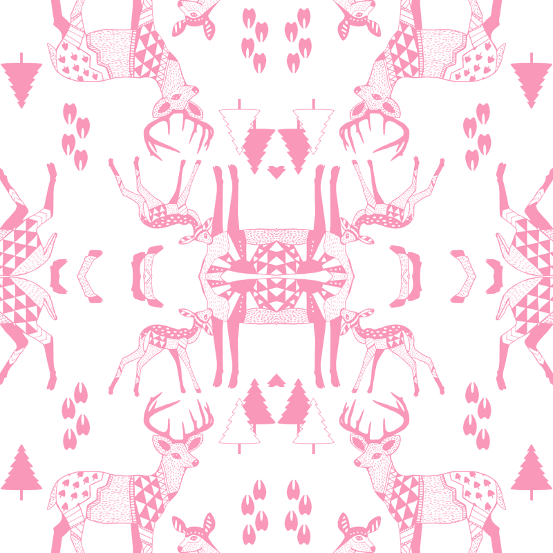 8 Geo Deer Family Tribal Woodland Light Powder Pink - White-tailed Deer (800x800), Png Download