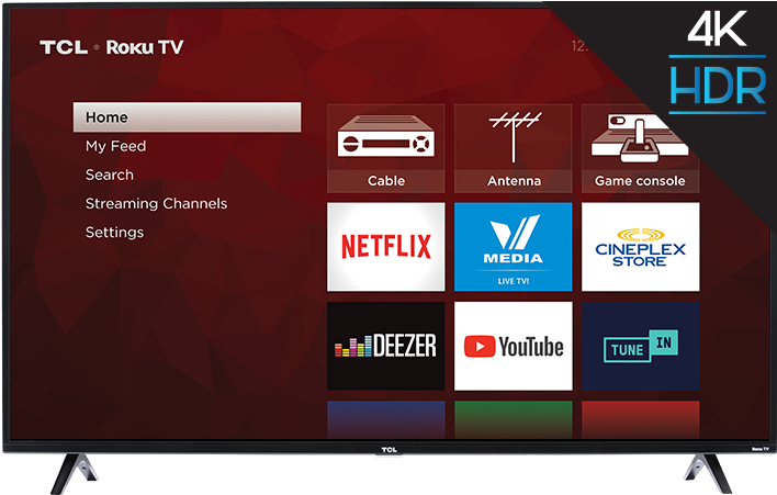 Tcl 55" Class 4 Series 4k Uhd Hdr Roku Smart Tv - Tcl S Series 49s405 - 49" Led Smart Tv - 4k Ultrahd (720x480), Png Download