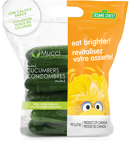 Mini Cucumbers 2lb Bag Eat Brigher - Mucci Farms Veggies On The Go (740x541), Png Download