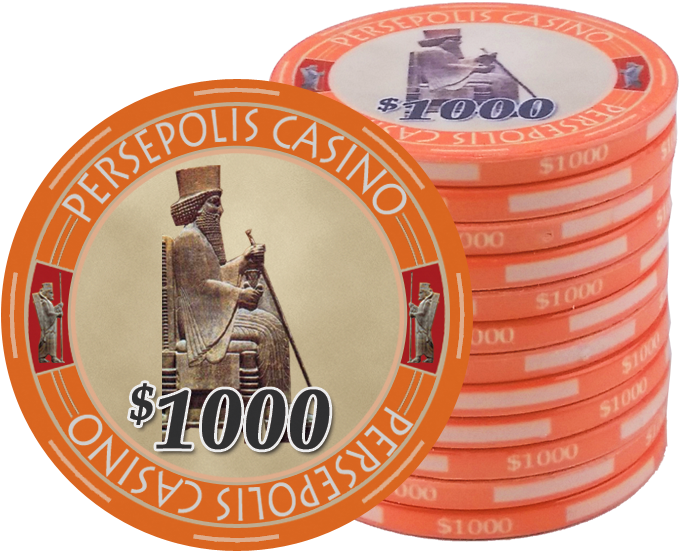 Persepolis Casino Orange $1000 Ceramic Poker Chip - Casino Token (730x613), Png Download