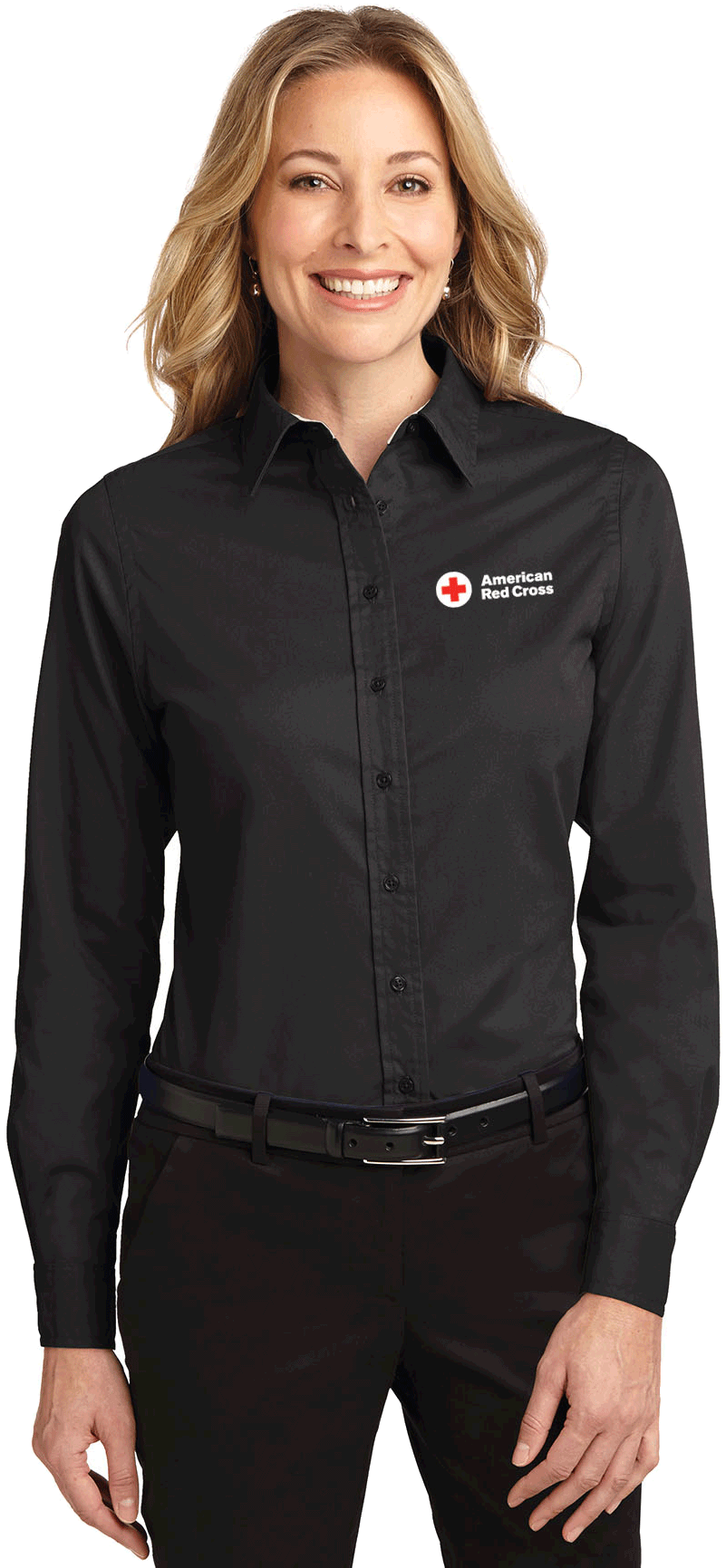 Women's Button Up Oxford Dress Shirt With American - Alpha Gamma Delta Long Sleeve Oxford (1800x1800), Png Download