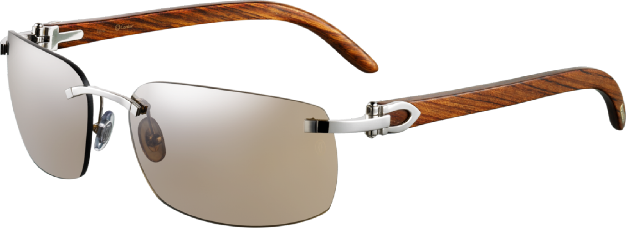Authentic Cartier Sunglasses - Cartier Calvi-t8200760 - Wood (2000x728), Png Download