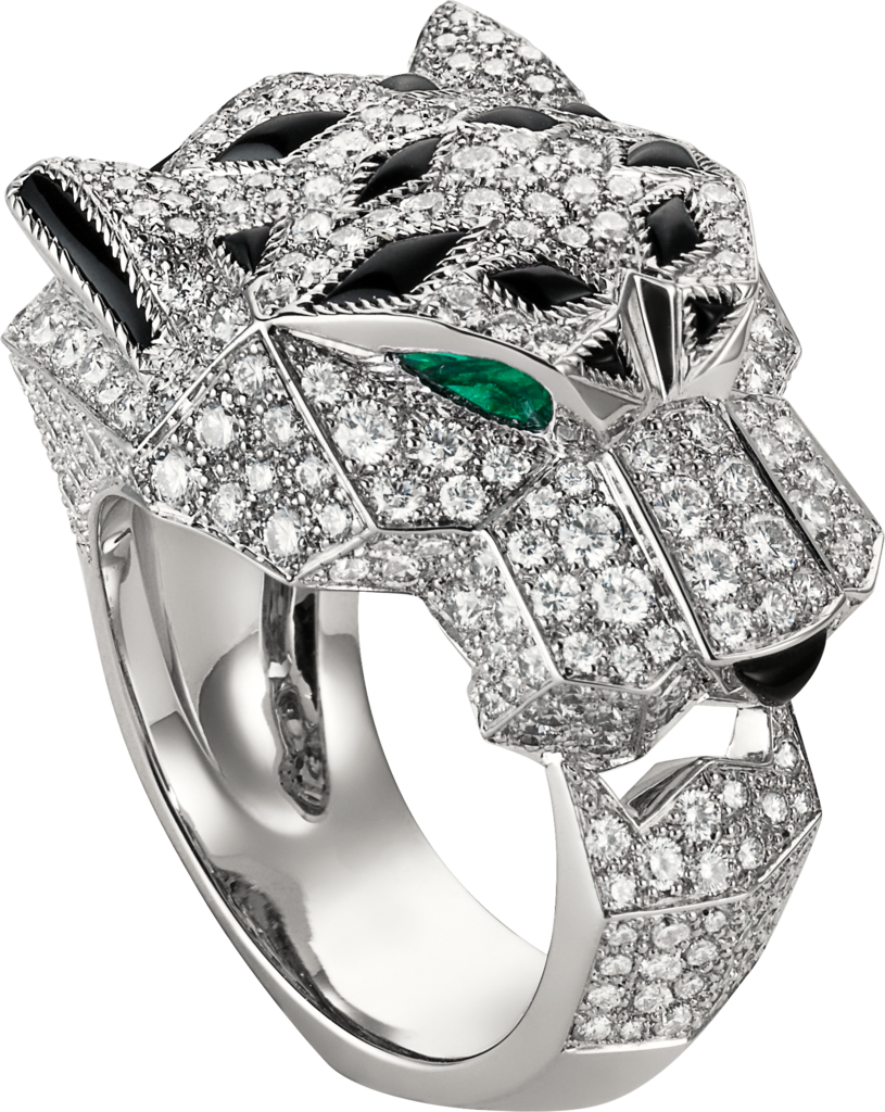 Panthère De Cartier Ringwhite Gold, Diamonds, Emeralds, - Cartier Panthere Ring (815x1024), Png Download
