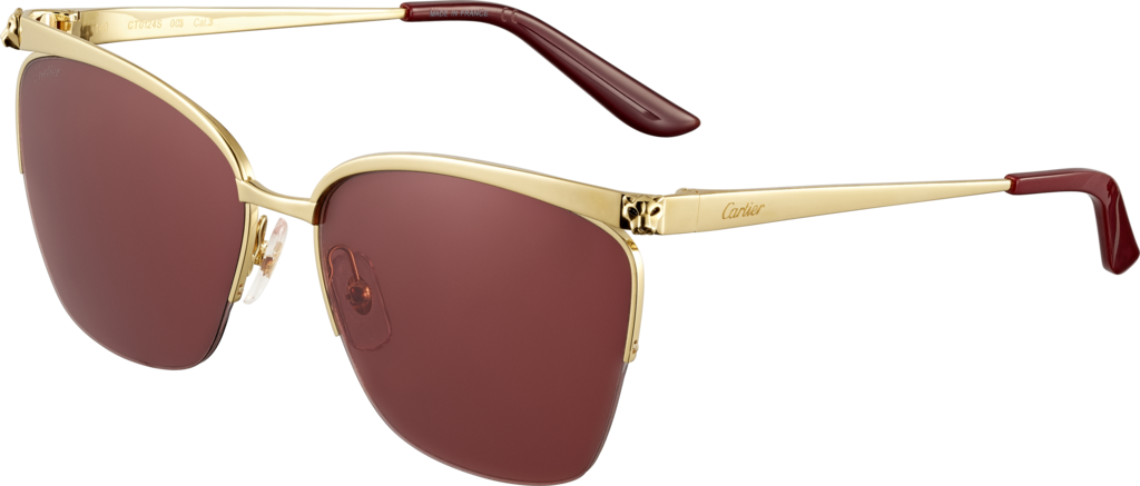 Panthère De Cartier Sunglasseschampagne Golden-finish - Cartier (1024x437), Png Download