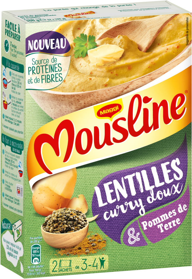 Mousline Lentilles Et Curry Doux - Maggi French Wheat Flour T45 Francine Farine De Blé (940x940), Png Download