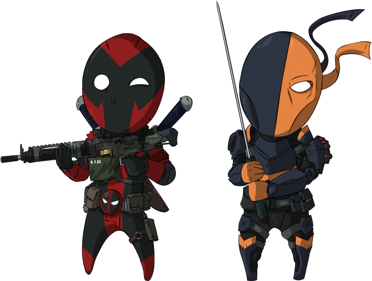 Deadpool Deathstroke - Deadpool And Deathstroke And Deadshot (742x556), Png Download