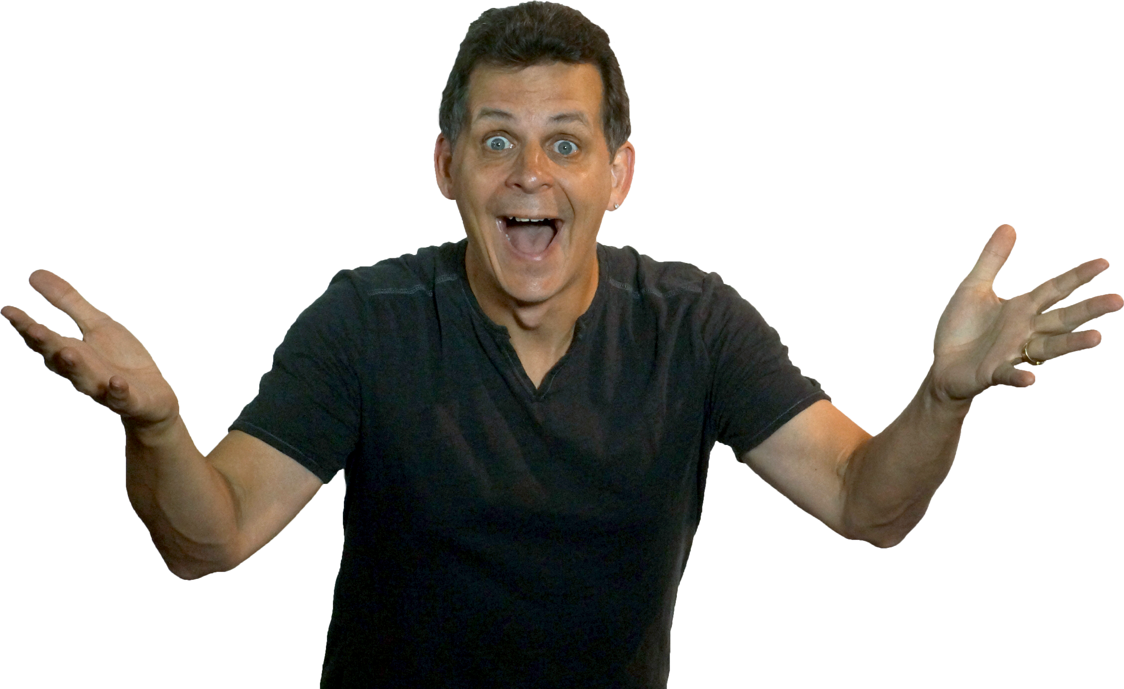 Mark Simon Expressive Arms Out, Black Shirt - Orator (4613x2893), Png Download