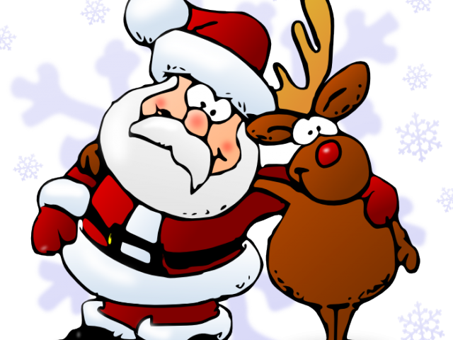 Friends Clipart Xmas - Santa And Rudolph Cartoon (640x480), Png Download