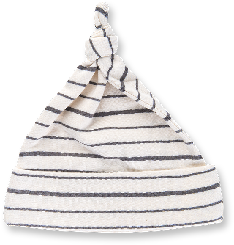 Charcoal French Stripe Knotted Hat - Sapling Kid's Striped Knot Organic Cotton Cap - Charcoal (1079x1079), Png Download