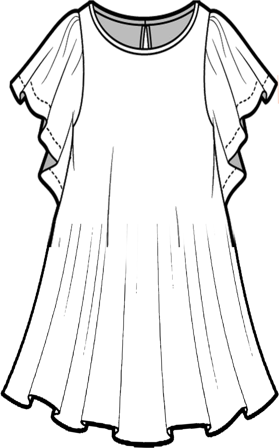 Anthonifashion Pinterest Flats Sketches - Vestidos Con Volados Geometral (1268x1920), Png Download