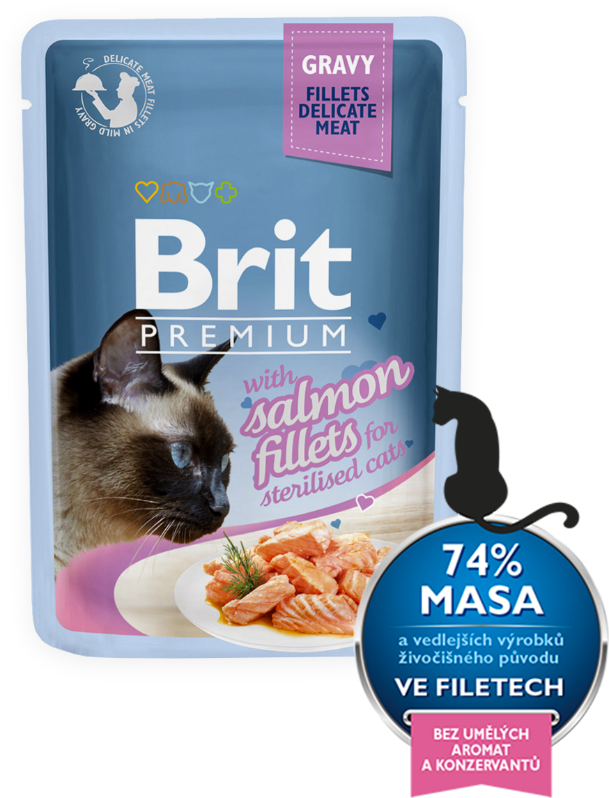 Brit Premium Cat Pouch With Salmon Fillets In Gravy - Brit Premium Gravy Trout Fillet (1200x1600), Png Download