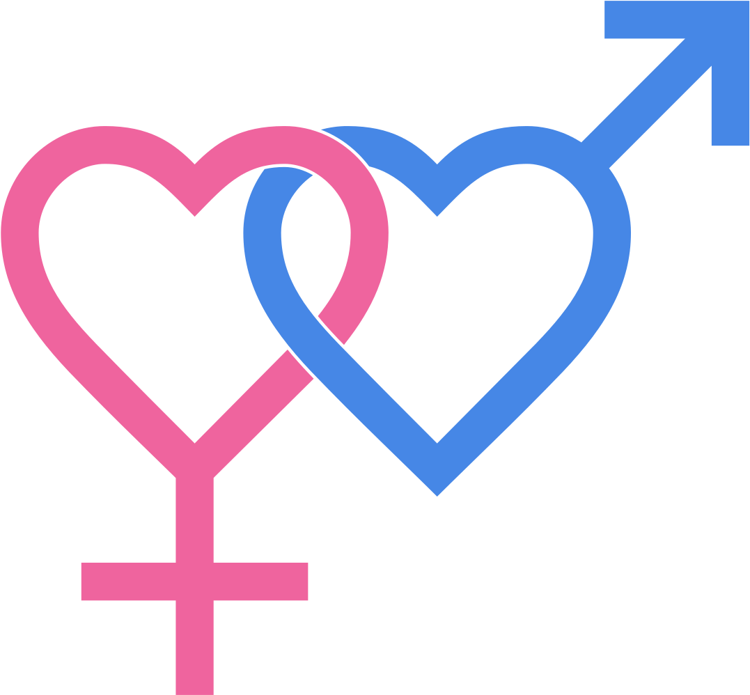 Heterosexual Symbol Two Hearts - Heterosexual Symbol (1109x1024), Png Download