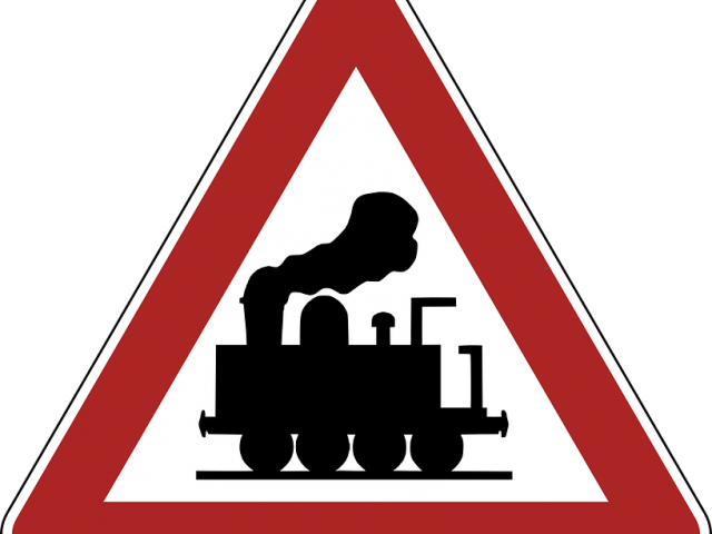 Railroad Tracks Clipart Train Station Sign - Level Crossing (640x480), Png Download