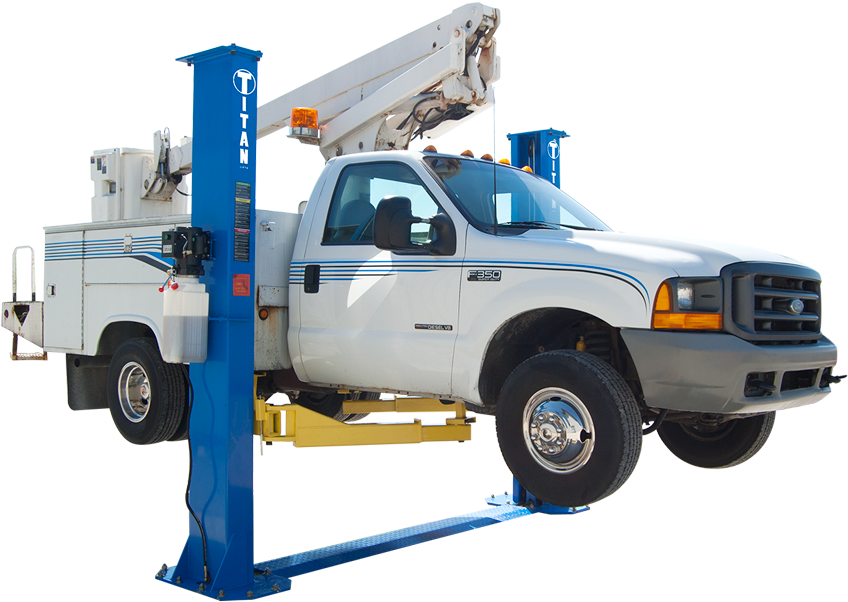 Titan 12,000 Lb 2-post Floor Plate Lift - Titan Lifts Titan Hd2p-15000c 2-post Lift (1000x665), Png Download