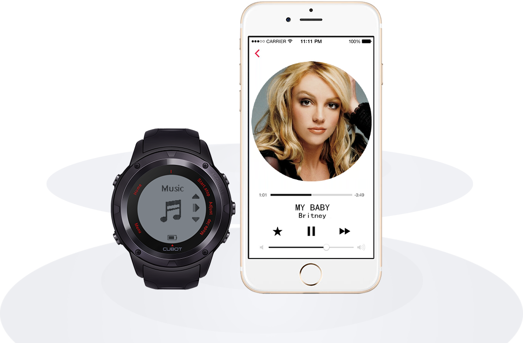 You Can Play The Music Through The Watch - Smartwatch (1057x694), Png Download