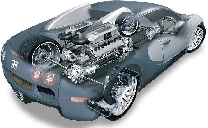4wd Dual Clutch Driveline - Bugatti Veyron Awd System (700x550), Png Download