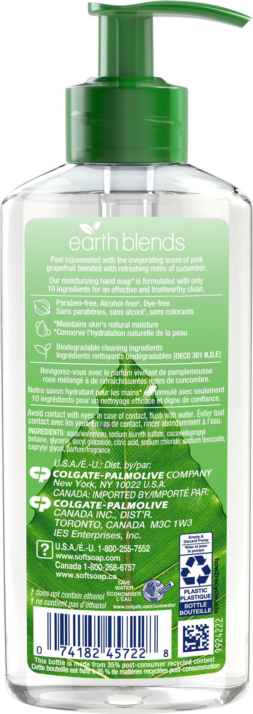 Softsoap Earth Blends Liquid Hand Soap, Pink Grapefruit - Spanish Splash Cologne (2500x2500), Png Download