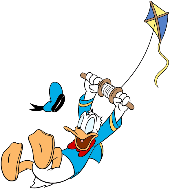 Donald Duck Digging In Dirt With Shovel Flying A Kite - Kite (587x653), Png Download