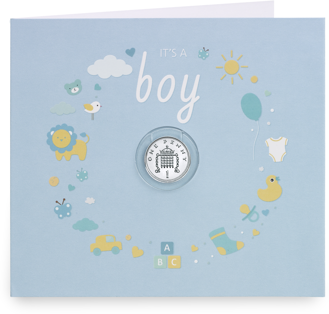 Baby Boy Silver Penny Gift Card Presentation - Coin (1500x1500), Png Download