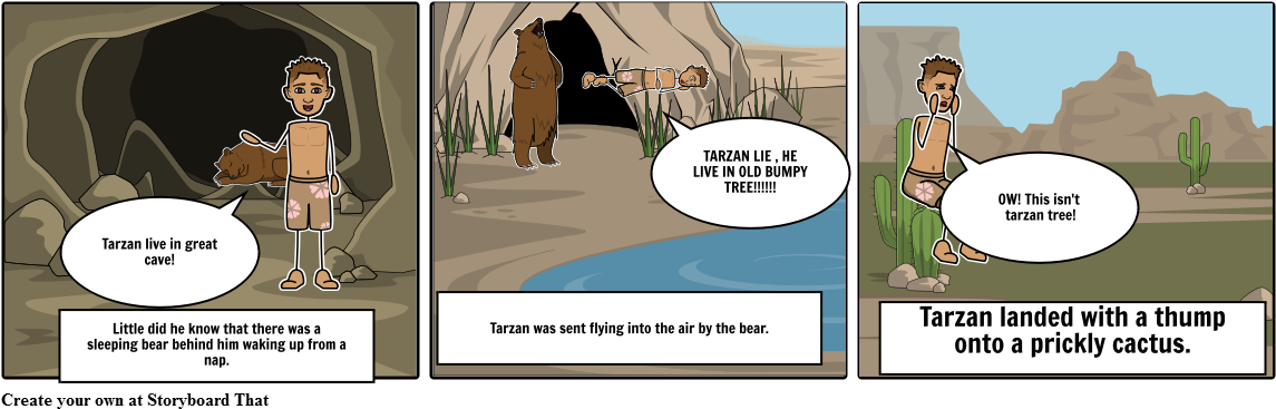 Tarzan's Painful Lie - Cartoon (1164x385), Png Download