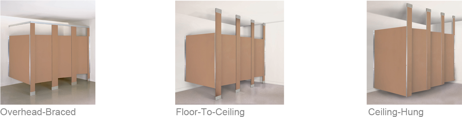 Mounting Configurations - Bobrick Toilet Partitions To Ceiling Mounted (1550x410), Png Download