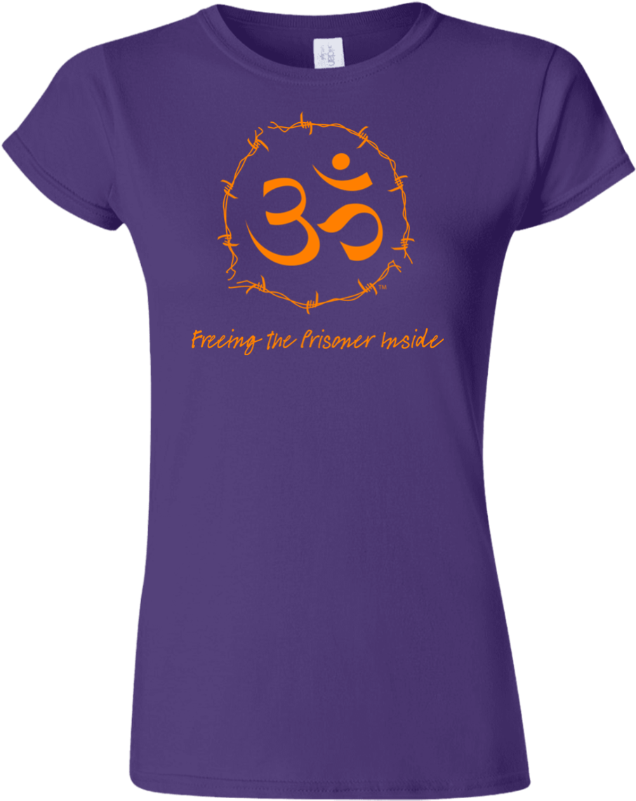 Women's T-shirt W/ Om Symbol In Barbed - G640l Gildan Softstyle Ladies' T-shirt Bear Halloween (1155x1155), Png Download