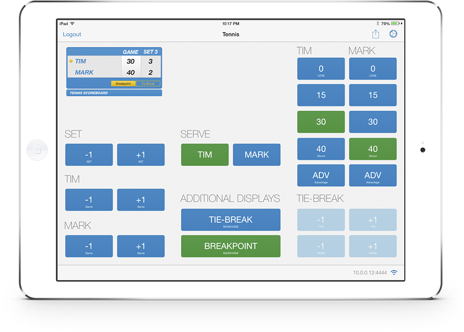 Tennis Remote Control Ipad - Tennis Scoring App (1024x768), Png Download