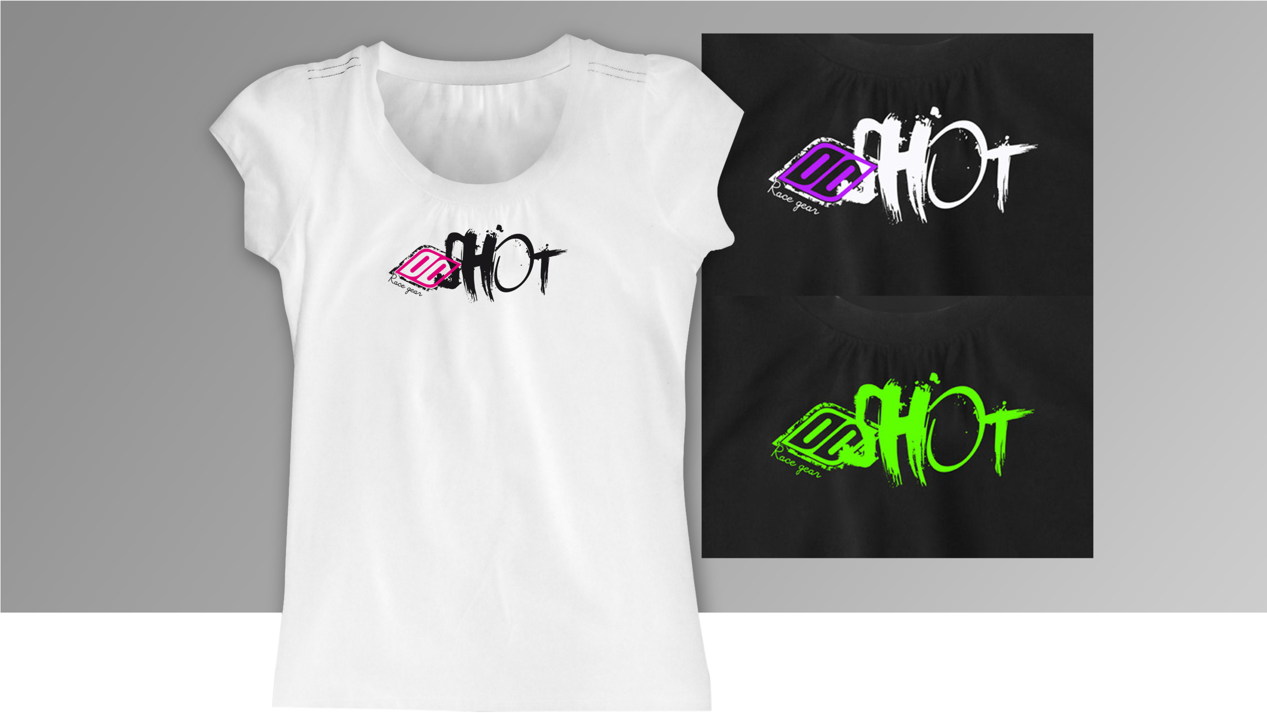 T-shirt Woman Shot Race Gear Logo Typography - Graphic Design (2480x1653), Png Download