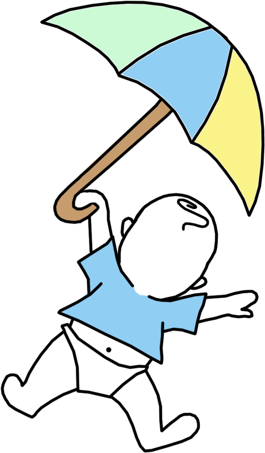 Pilot Clipart Baby Boy - Baby And Umbrella Drawing (1000x1000), Png Download