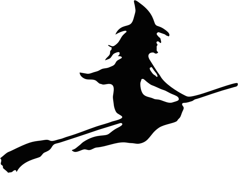 Witch Riding Broom Silhouette Smoothed - Cartoon Witch On Broom (778x568), Png Download