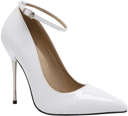 White Heels Png - White Ankle Strap Stilettos (558x744), Png Download