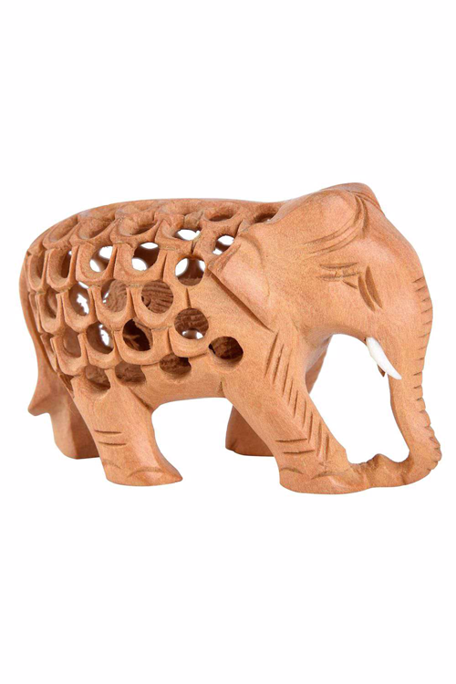 Exquisite Hand Carved Elephant With Baby Elephant Carved - Animal Figure (500x750), Png Download