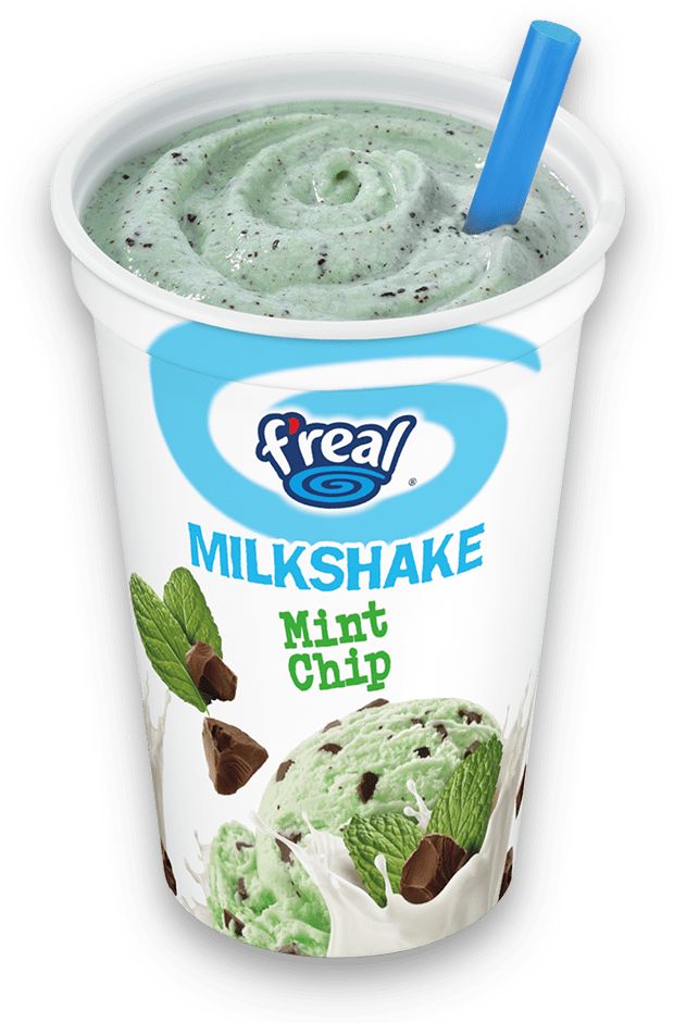 Cups 1000px W Drop Shadow Mint Chip - F Real Smoothie, Strawberry Banana - 10 Fl Oz (661x1000), Png Download