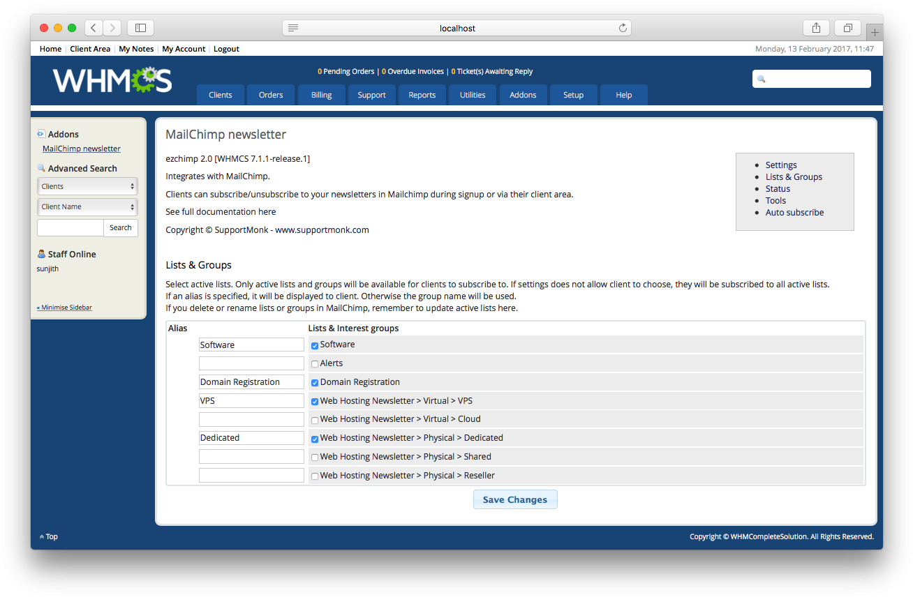 Clients Can Subscribe/unsubscribe To Your Newsletters - Whmcs (1333x879), Png Download