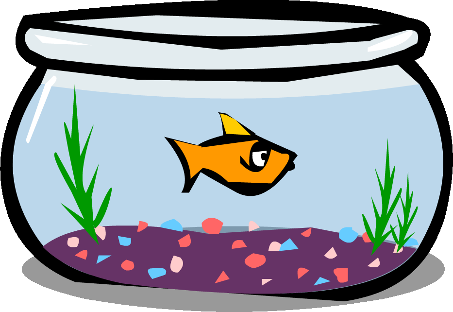 Goldfish In A Bowl Png Black And White Library - Fish Bowl Clipart Png (933x642), Png Download