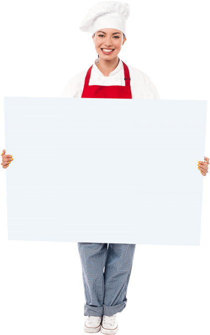 Free Png Chef Holding Banner Png Images Transparent - Chef Holding Banner Png (480x722), Png Download
