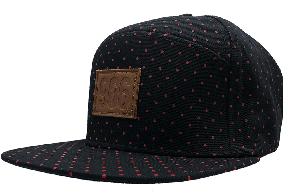 "906 Patch" Black W/ Red Polka Dot Hybrid Strapback - Polka Dot (1024x1024), Png Download
