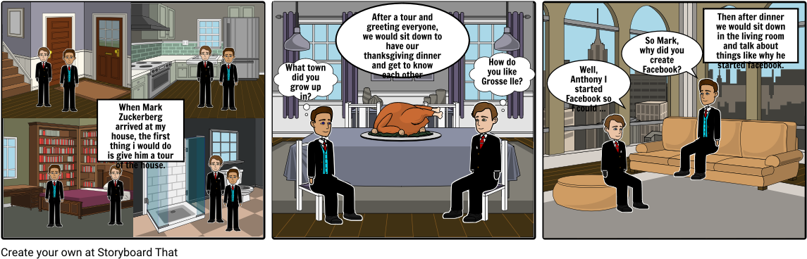 Thanksgiving With Mark Zuckerberg - Cartoon (1164x385), Png Download