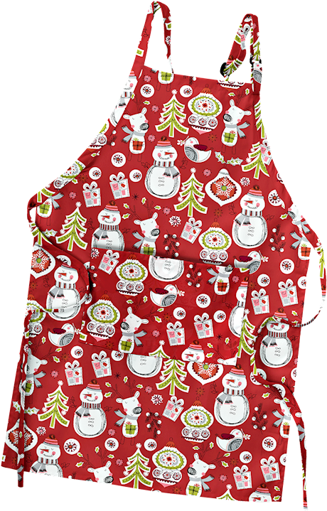 4330hoc - Ua Scrubs - Ua Holiday Cheer Red Print Scrub Apron (600x720), Png Download