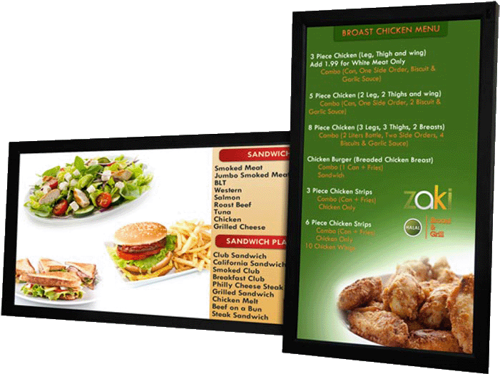 Photo Of Digital Menu Boards In Landscape And Portrait - Digital Menu Boards Flyer (700x537), Png Download
