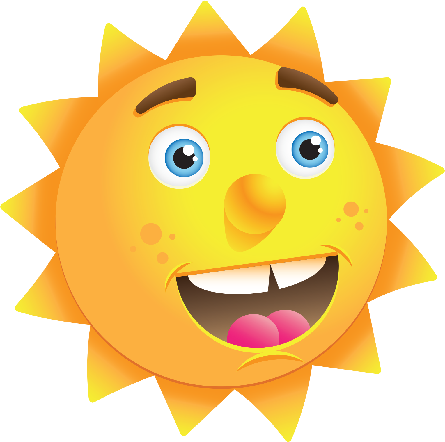 Happy Sun Character - Happy Sun Png (1541x1527), Png Download