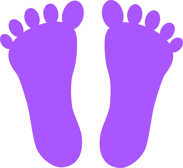Footsteps Clipart Foot Step - Purple Foot Prints (600x552), Png Download