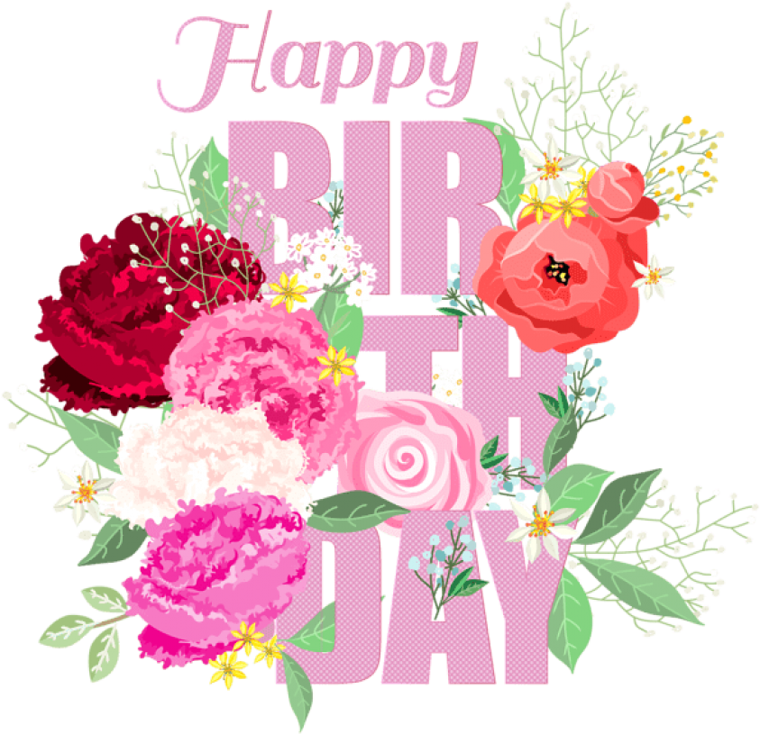 Free Png Happy Birthday With Flowers Png Png Images - Happy Birthday Flowers Clipart (850x822), Png Download