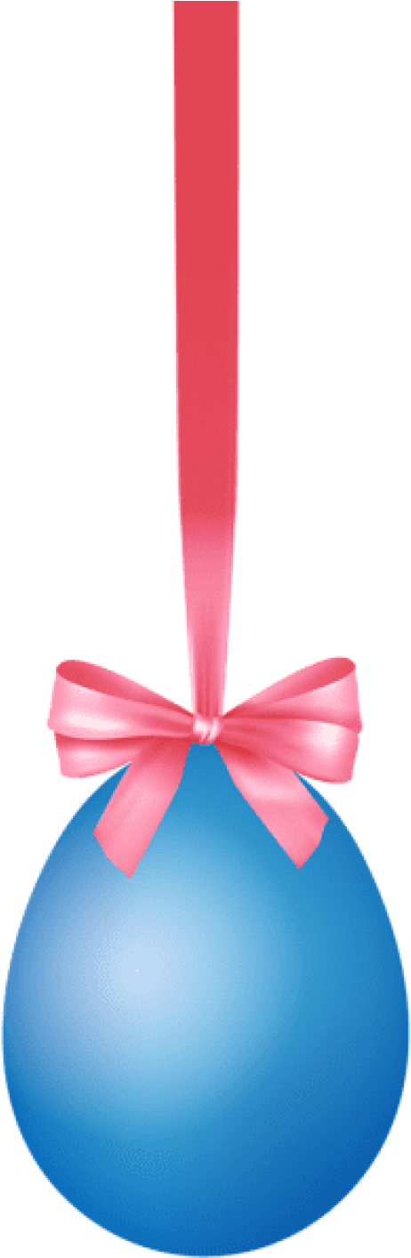 Blue Hanging Easter Egg With Bow Transparent Png - Portable Network Graphics (481x1419), Png Download