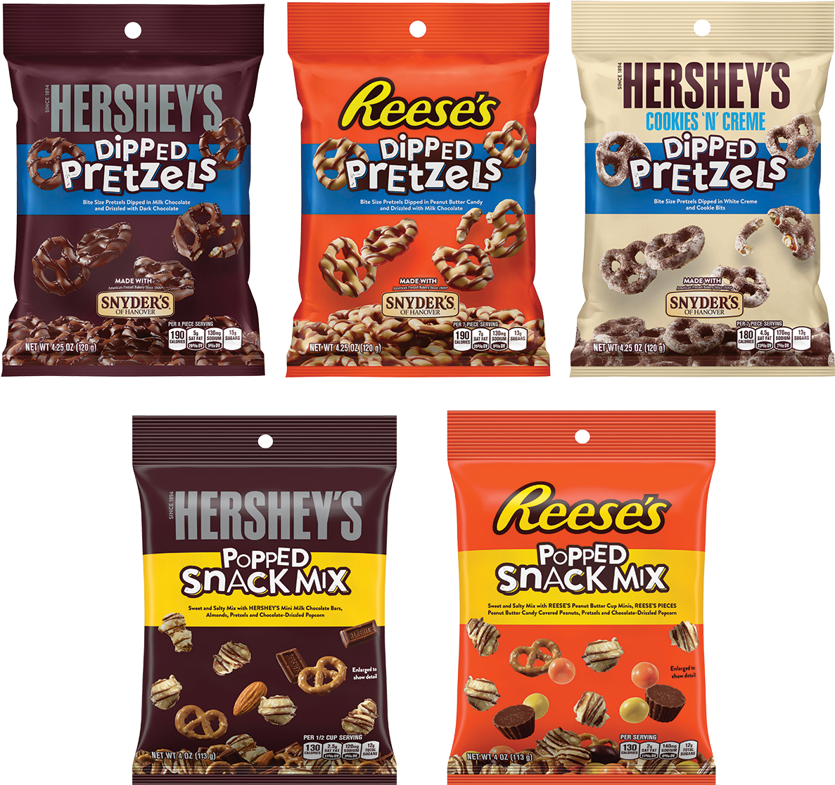 Hersheysdipped - Hershey's Cookies 'n' Creme Dipped Pretzels, 4.25 Oz., (1875x1146), Png Download