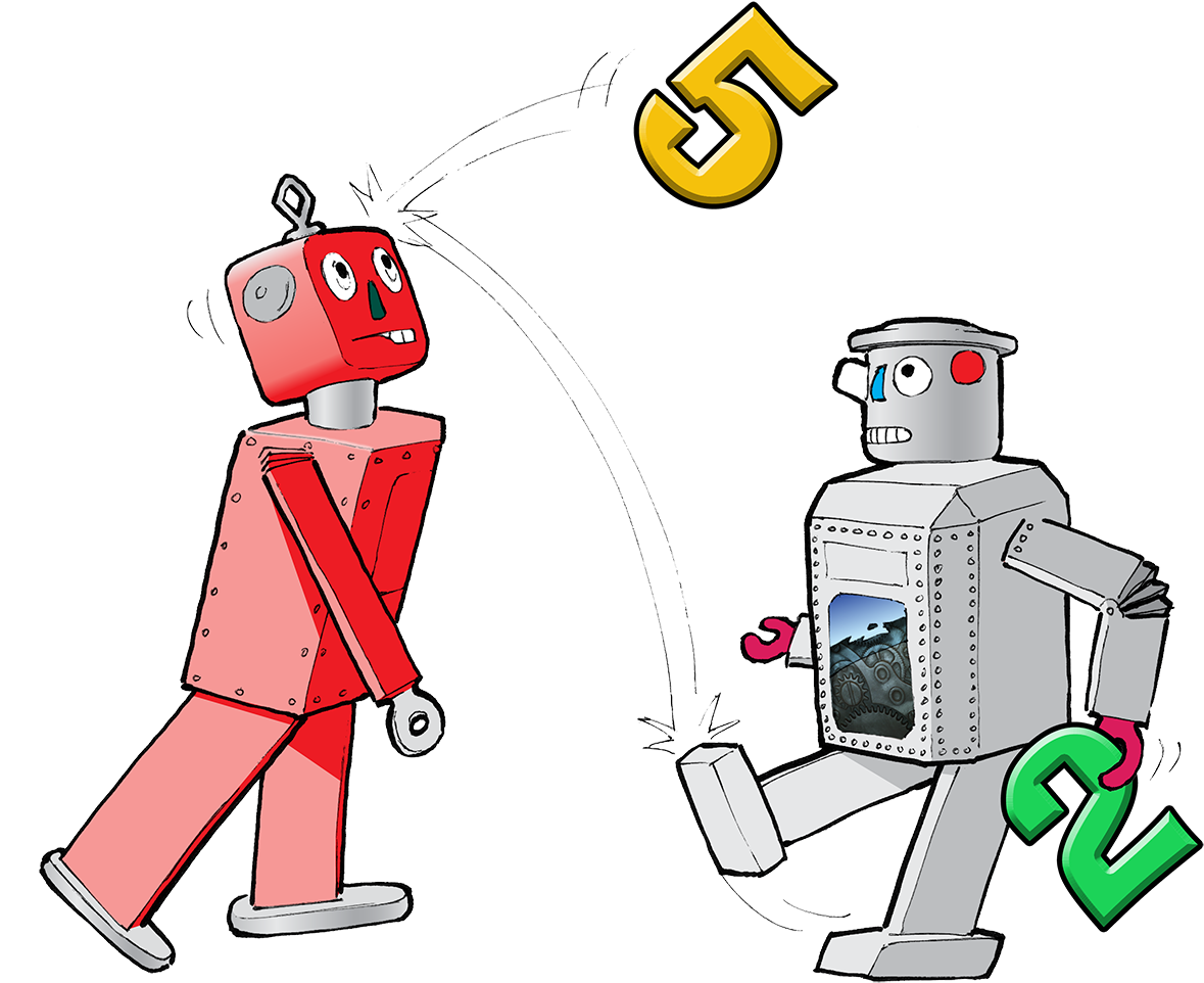 Robotto Tallspill - Cartoon (1200x988), Png Download