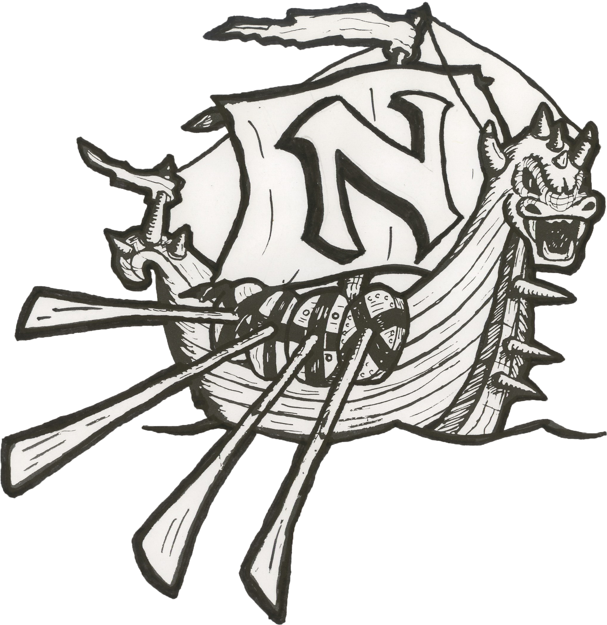 Oldvikingshiplogo - Deity (2174x2222), Png Download
