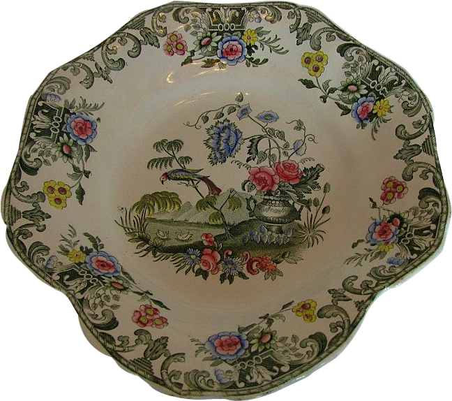 Spode Dessert Dish, Vase & Flowers, New Fayence, Antique - Plate (647x647), Png Download