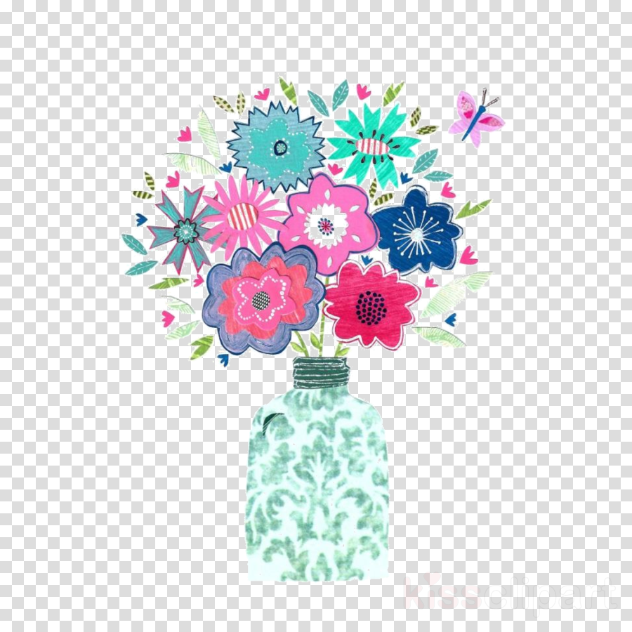 Vase Clipart Floral Design Cut Flowers Vase - Flower (900x900), Png Download