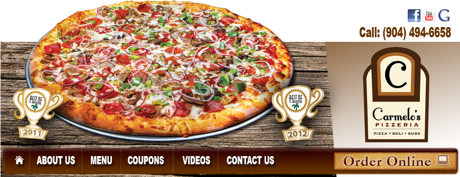 Augustine, Fl Best Pizza - Carmelo's Pizza (900x370), Png Download